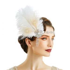 Parfait pour les soir&eacute;es &agrave; th&egrave;me &eacute;l&eacute;gantes des ann&eacute;es 1920 - D&eacute;coration en plumes avec cadre en m&eacute;tal - Accessoire de voyage (YUNNIYUEYANG Electronics, neuf)