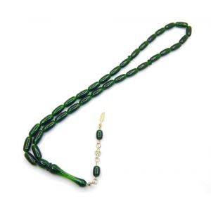 Perlin Chapelet islamique Tesbih Tasbih Tespih Misbaha Subha 33 - 15 mm - Accessoire de culte - Longueur : 38 cm - Vert fonc&eacute; (Perlinshop, neuf)