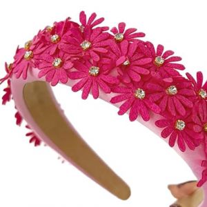 Serre-tête en tissu antidérapant avec motif tête de mort pour femme avec strass et fleurs (qingqingR, neuf)