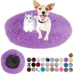 Panier Rond pour Chien Lit pour Chien Tissu Peluche Doux Panier Chien Coussin pour Chat Lavable Anti D&eacute;rapant Coussin Apaisant pour Chat Petit Moyen Taille Violet 60cm (Mr Wu's shop, neuf)