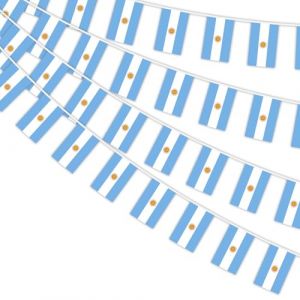 AhfuLife 10M Guirlande Drapeau Argentine, 1Pcs Banderole Argentin, 30 Petit Drapeau Argentina pour Decoration F&ecirc;te de l&rsquo; Ind&eacute;pendance Jour du Coupe du Monde Stade Bar Jardin (echoapple, neuf)