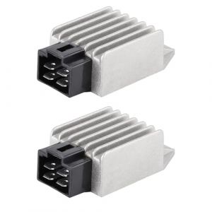 2 pi&egrave;ces R&eacute;gulateur de tension pour moto, 12V 4 broches connecteur R&eacute;gulateur Rectificateur, stabilisateur de courant, pour scooter cyclomoteur v&eacute;hicules tout-terrain Gokarts Buggie avec moteur GY6 (Mohicans, neuf)