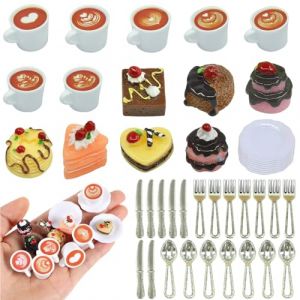 42 Pièces Accessoires Miniatures pour Maison de poupée 1/12 Jeu en Résine DIY Mini Food Objet Miniature Dessert Café Gâteau Nourriture Miniature, pour Mini Cuisine, Micro Paysage DIY (ZHELYAZKO TRANS STORE, neuf)