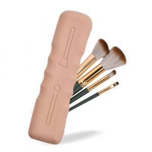 Volumoon &Eacute;tui porte-pinceaux de maquillage, porte-pinceaux de maquillage, porte-pinceaux de maquillage, en silicone, porte-pinceaux de maquillage, avec fermeture magn&eacute;tique, marron clair (VEDETAS & PAGENS - UNIPESSOAL LDA., neuf)