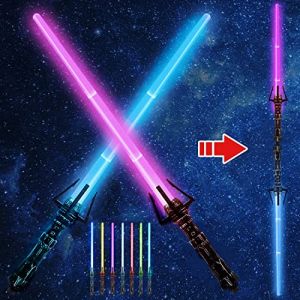 Lot de 2 Sabres Laser à LED avec Son, 2 en 1 épée Lumineuse,7 Couleurs Sabre Lumineux,Epées Laser à LED avec Son,Sabre Laser,Sabres Laser pour Enfants,Costume d'halloween (Toouse, neuf)