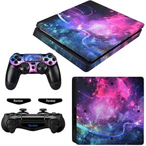 eXtremeRate Autocollant Skin pour ps4 Slim Console,Skin Sticker Vinyl pour ps4 Slim Manette,Cover Decal pour ps4 Slim,Autocollant pour ps4 Slim LED Bandes-Galaxie Brillante (Game Skindecal Store, neuf)