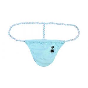 Newsywell Hommes String Coton G String T-Back Tanga Micro Slip Respirant Taille Basse Bikini pour Hommes sous-Vêtements Bleu Clair Grand (Newsywell, neuf)