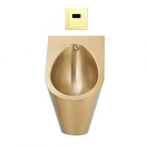 Urinoir automatique en acier inoxydable 304, chasse d'eau murale à capteur automatique, urinoir pour hommes, pour hôtels, karaokés, restaurants et écoles (doré) (shengyuandedianpu, neuf)