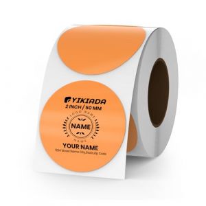 YIKIADA &Eacute;tiquette Thermique en Vinyle &agrave; Points Orange 50 mm Autocollant d'adresse en Rouleau Autocollant &eacute;tanche pour imprimante pour Logo Code &agrave; Barres QR Code Inventaire 500 pi&egrave;ces (YIJIADA, neuf)