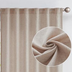 Vangao Rideaux en Lin avec Doublure - 140 x 145 cm (l x H) - Longueur pour Salon, Chambre &agrave; Coucher, Style Maison de Campagne, Ferme, Moderne - Filtration de la lumi&egrave;re - avec Passants cach&eacute;s - 2 (Hangzhou Fangao, neuf)