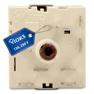 VIOKS R&eacute;gulateur d'&eacute;nergie pour plaque de cuisson EGO 50.55021.100 AEG 3051706210 - Interrupteur &agrave; deux circuits - 230 V - Pour plaque de cuisson - Rotation &agrave; droite (vioks-de, neuf)