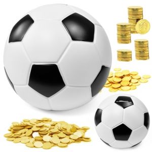 LPAMABA Tirelire Ballon de Football, Tirelire Décorative en PVC, Tirelires avec Ouverture Rotatif Inférieur,Tirelires Garçon Grande Capacité Anti-Chutes, pour Monnaie Billet Adulte, Noir et Blanc (Vectorspar, neuf)