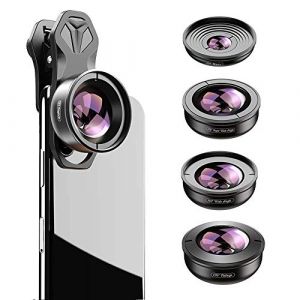 APEXEL HD 5in1 kit Objectif Telephone, 2X T&eacute;l&eacute;objectif et lentille Grand Angle Smartphone 170 &deg; & Objectif 10x Macro & Objectif Grand Angle 110 &deg; & Fisheye &agrave; 195 &deg; pour t&eacute;l&eacute;phones (APEXEL FR, neuf)
