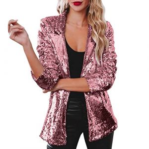 Veste Paillettes Femme Ouvert &agrave; Manches Longues Veste de Costume Blouson Manteau &agrave; Sequins Haut Tops F&ecirc;te Clubwear pour Disco Soir&eacute;e Scintillant Cardigan &agrave; Sequin Clubwear de F&ecirc;te pour Soir&eacute;e (XL) (LDpOIQta, neuf)