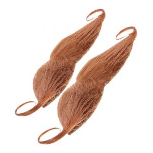 DEARMAMY 2 Pièces Moustache simulée Fausse barbe réaliste Barbe fausse pour décoration Barbe de fête pour hommes Barbe de mascarade fausse moustache fête fausse barbe tissu en peluche Brown (Telinei, neuf)