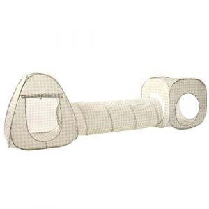 3 Sprouts Ensemble Tente et Tunnel - Tente de Jeux Enfant Tunnel - Id&eacute;al pour Jeux Int&eacute;rieurs Amusants - Vichy &ndash; Beige (3 Sprouts, neuf)