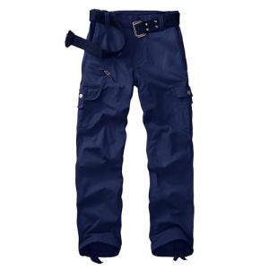 yeyity Pantalon cargo pour femme - Pantalon de randonnée - Pantalon d'extérieur en coton - Pantalon de travail - Coupe décontractée - Pantalon de trekking - Pantalon militaire - Streetwear, bleu (pudu uk, neuf)