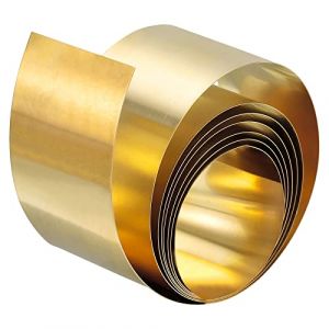 sourcing map Feuille de Laiton en Rouleau, 100 cm x 3 cm x 0.1 mm Rouleau de Plaque Laiton, Bande de Laiton Dor&eacute;e pour Loisirs Cr&eacute;atifs, R&eacute;parations &Eacute;lectriques, Mise &agrave; la Terre (Weisser Berg, neuf)