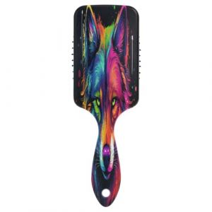 Brosse à cheveux avec coussin d'air - Tête de loup colorée - Pour cheveux épais et démêlants antistatiques (DEJESJ, neuf)