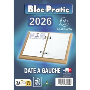 Bloc-pratic &Eacute;ph&eacute;m&eacute;ride 2026, 120 x 82 mm, Date &agrave; Gauche (ASL OFFICE, neuf)