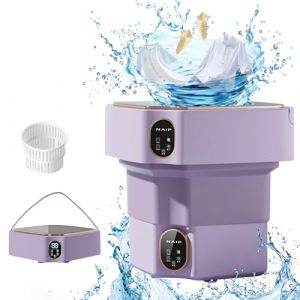 Mini machine à laver Portables, Machines à Laver pliable 12L avec Panier de Vidange Et Blu-Ray, 4 Modes de Nettoyage, pour Sous-vêtements Chaussettes Appartement Camping-car Voyage (Violet) (MISOO MISU, neuf)