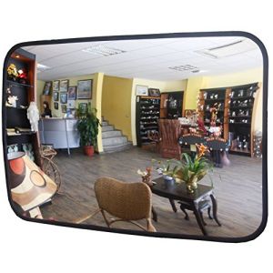 Born 1 Miroir de sécurité, 60 x 40 cm, pour intérieur, surveillance, bras de support flexible, kit de montage, blanc, noir, position intérieure, bombé/convexe (BORN 1, neuf)