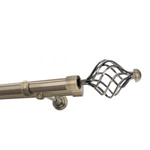 HDTL 25/19mm Kit de tringle a rideau Metal Fixation murale Laiton Antique 240 cm Navona (HDTL House Decoration, neuf)