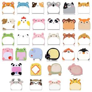 Lot de 32 Petits Blocs Notes Autocollantes Animaux Mignons, Post It Rigolo en Forme d&rsquo;Animal, Papeterie Kawaii Sticky Notes, Petits Cadeaux Anniversaire pour Enfants et &Eacute;l&egrave;ves (YuXinHuaCai, neuf)