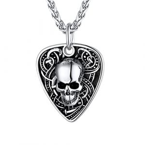 U7 Collier Homme Médiator en Acier Inoxydable Pendentif Plectre Crâne Gothique Style (HMDEU, neuf)