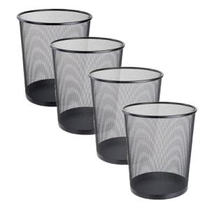 FWEEK Lot de 4 corbeilles à papier en métal de 9 l - Poubelle de bureau en métal - Corbeille à papier en treillis métallique pour chambre à coucher, dortoir, salle de classe, cuisine, salle de bain - (FWEEK, neuf)