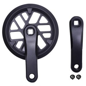 PROWHEEL Pédalier junior et enfants, 76 mm/89 mm/102 mm/114 mm/127 mm/140 mm/152 mm/160 mm/165 mm 25T/28T/30T/32T/36T à trou carré, double plateau et protection de chaîne de rechange (Alps2Ocean, neuf)