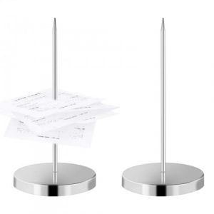 Vesaneae 2 Pièces Pique-Note en Métal, Attache Mémos, Porte Mémo pour Factures, Fourchette Mémo, Facture Aiguille avec Rond Support Base,Fourche Ticket de Caisse pour Restaurant Cuisine Bureau Hôtel (lusabeir, neuf)