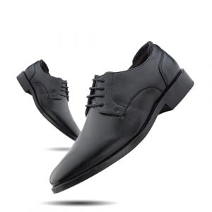 Hitmars Derby Homme Chaussure Cuir Chaussure Ville Oxford Brogues Chaussures à Lacet Derbies Costume Vernis Habillées Mariage 3-Noir EU 43 (Free Mobile OU, neuf)