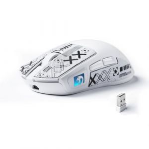 MAMBASNAKE M4 Souris Gaming sans Fil Ultra-Légère, 53g, Capteur PAW3311, 24000 DPI, Tri-Mode Bluetooth/2.4G/Filaire, Éclairage RGB, Batterie 400mAh, 20M Clics - Blanc et Autocollants (LEXONELEC LTD, neuf)