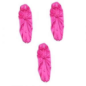 DEARMAMY 3 Pièces bonnet cheveux longs en soie chapeau de nuit soyeux bonnet de doux Bonnet élastique en satin bonnet de cheveux dreadlocks longue casquette de sommeil Rosy (Telinei, neuf)