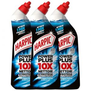 Harpic - Lot de 3 Gels WC Power Plus Nettoyage Efficace Sans Brosse - Explosion Marine - 750 ml (Pennguin-FR-Home, neuf)