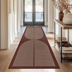 Capslpad Tapis de couloir, 80 x 200 cm en aspect jute, naturel, lavable, antid&eacute;rapant, rouge, pour couloir, cuisine, chambre &agrave; coucher, balcon (Capslpad, neuf)