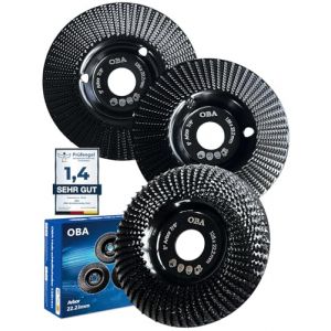 OBA Disque Bois Meuleuse 125mm, 3 Pièces Disques de Meulage pour Façonner, Meuler et Sculpture, Roues pour Meuleuse d'angle, Trou de refroidissement automatique (OBAPRO HOUSE, neuf)