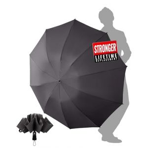 Chakipee Parapluie Pliant Inversé Homme Compact - Voyage Solide Grand Taille Gris Anti Tempete xxl 2 Personnes Automatique Parapluies - Femme Coupe-vent 210T et 10 Sections (Chakipee, neuf)