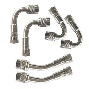 QitinDasen 6Pcs Professionnel Kit Adaptateur d'Extension de Valve de Pneu, Extension de Tige de Valve de Pneu, Prolongateur Coude pour Valve de Pneu, pour Voiture Camion Moto Vélo (3 Sortes, Argent) (FULARR-FR, neuf)