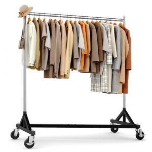 HOKEEPER Portant &agrave; v&ecirc;tements commercial avec support en Z, charge maximale 182 kg, tringle &agrave; v&ecirc;tements robuste sur roulettes, porte-manteau r&eacute;glable (EUoutdoor, neuf)