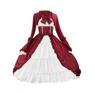 2024 Princesse Robe r&eacute;tro m&eacute;di&eacute;vale Femme avec Manches Grandes Tailles Trompette Robe Reine Femme Victorienne m&eacute;di&eacute;vale Renaissance Gothique Robe Carnaval Halloween Cosplay F&ecirc;te Costume (⭐⭐⭐⭐⭐Susenstone, neuf)