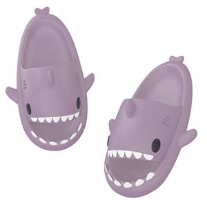 Hoomall Shark Slippers Shark Cloud Slippers Femme Homme Casual Pantoufles De Requin à Bout Ouvert Anti-Slip Novelty Open Toe Slides for Women Men Adult 2022 Eté Beach Shoes(Poupre,40/41 EU) (Xingye 2023, neuf)