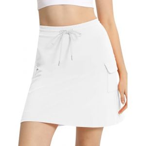 Bezioner Jupe Short Femme Longueur Genou Jupe de Tennis Taille Haute Athl&eacute;tique Jupes avec Short Int&eacute;gr&eacute; Poches Golf Skort Blanc M (Bezioner-shop, neuf)
