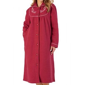 Slenderella Robe de chambre boutonn&eacute;e pour femme en polaire douce et boucl&eacute;e brod&eacute;e (3 couleurs), framboise, S (Undercover Hosiery & Lingerie, neuf)