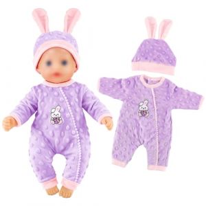 Mezzar V&ecirc;tements de Poup&eacute;e Accessoires, Costume de Lapin Violet, Comprend Une Grenouill&egrave;re et Un Bonnet, Convient Aux Poup&eacute;es de 35 &Agrave; 43 Cm(Poup&eacute;es Non Incluses) (Eneig International Trading Kft., neuf)