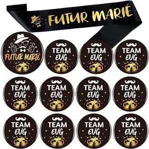 HOWAF EVG Accessoire, Écharpe Futur Marié Écharpe EVG Futur Marié Badges EVG Accessoire Mariage Badges Futur Marié Team EVG Deguisement EVG Homme Cadeau Future Mariée Accessoires Mariage Fiançaille (Lipmok-eu, neuf)