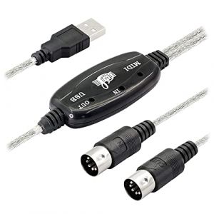 TYREE Adaptateur de Câble USB MIDI, Interface de Câble D'EntréE-Sortie USB Type A Mâle vers MIDI Din 5 Broches avec Indicateur LED pour Clavier de Musique (taizhatingdianzishangwu, neuf)