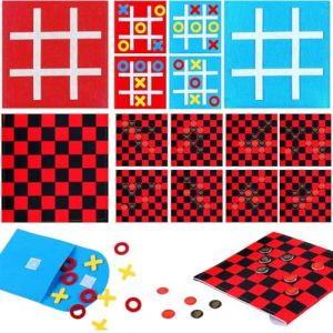 Coffret Loisir Cr&eacute;atif,Jeu de Dames,Jeu Tic Tac Toe Feutrine Mini, Portable pour Voyage & F&ecirc;te, Feutrine Kit Loisir Cr&eacute;atif &Eacute;ducatif pour Enfants & Famille, costume carnaval enfant (ROBFLOR MARKET CARS, neuf)