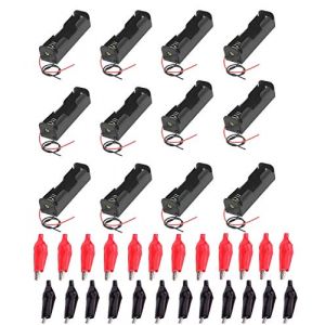 GTIWUNG 12 Pi&egrave;ces 3.7V 18650 Support de Batterie avec Wire Leads + 24 Pi&egrave;ces Pinces Crocodiles +1 Pz 18650 Bo&icirc;te &agrave; Piles en Plastique (GTIWUNG-FR, neuf)